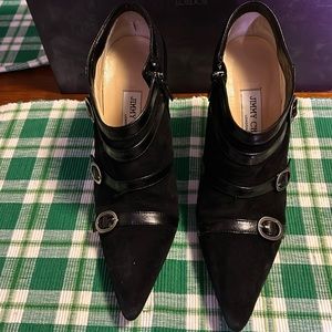 Gorgeous Jimmy Choo black suede heel with leather details